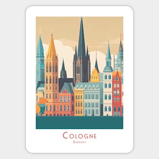 Vintage Retro Colorful Cologne Cityscape Germany Sticker